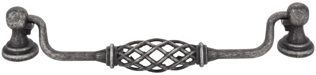 Jeffrey Alexander 749-160SIM 160 mm Center-to-Center Distressed Antique Silver Birdcage Tuscany Drop & Ring Pull