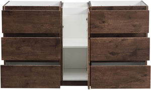 Fresca FCB93-241224RW-D Fresca Lazzaro 60" Rosewood Free Standing Double Sink Modern Bathroom Cabinet