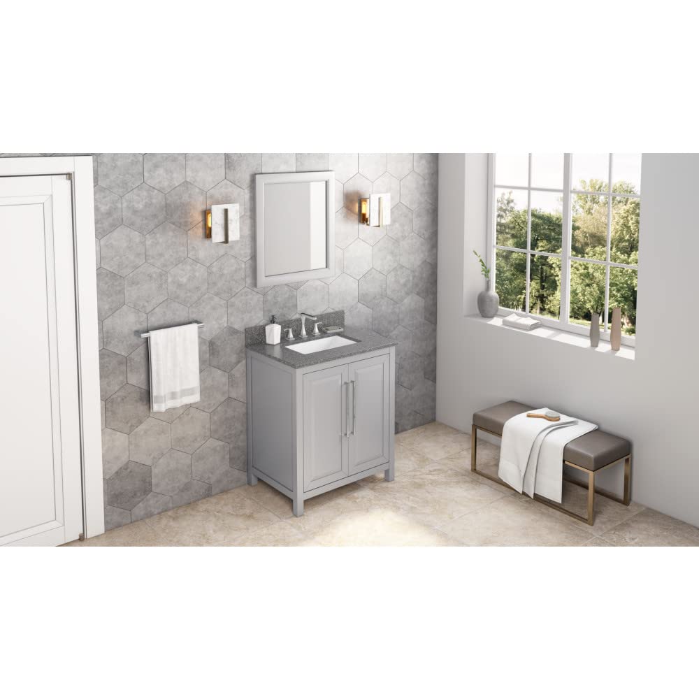 Jeffrey Alexander VKITCAD30GRBOR 30" Grey Cade Vanity, Boulder Cultured Marble Vanity Top, undermount rectangle bowl