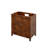 Jeffrey Alexander VKITCHA36CHWCR 36" Chocolate Chatham Vanity, White Carrara Marble Vanity Top, undermount rectangle bowl