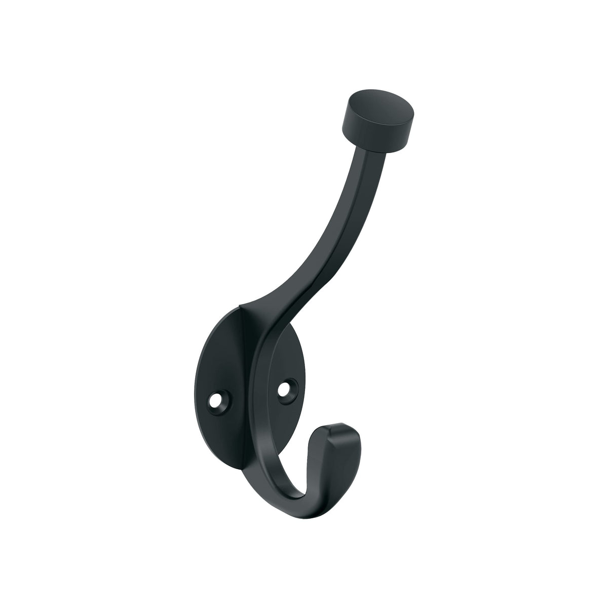 Amerock H55465MB Adare Double Prong Decorative Wall Hook Matte Black Hook for Coats, Hats, Backpacks, Bags Hooks for Bathroom, Bedroom, Closet, Entryway, Laundry Room, Office