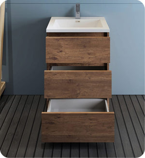 Fresca FCB9324RW-I Fresca Lazzaro 24" Rosewood Free Standing Modern Bathroom Cabinet w/ Integrated Sink