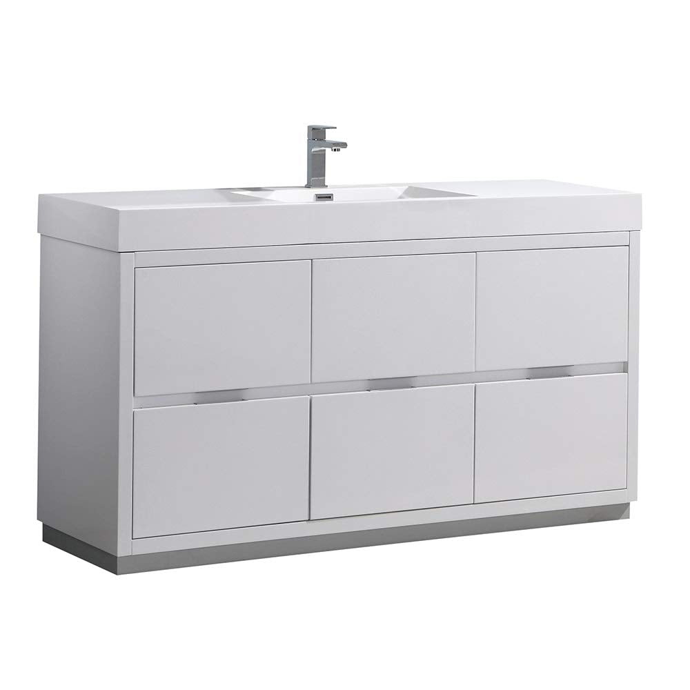 Fresca FCB8460WH-I Fresca Valencia 60" Glossy White Free Standing Modern Bathroom Vanity