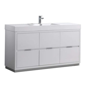 Fresca FCB8460WH-I Fresca Valencia 60" Glossy White Free Standing Modern Bathroom Vanity