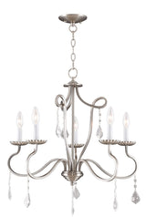 Livex Lighting 40775-91 Transitional Five Light Chandelier from Callisto Collection in Pwt, Nckl, B/S, Slvr. Finish, Brushed Nickel
