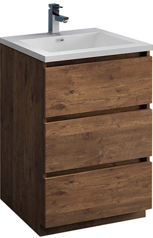 Fresca FCB9324RW-I Fresca Lazzaro 24" Rosewood Free Standing Modern Bathroom Cabinet w/ Integrated Sink