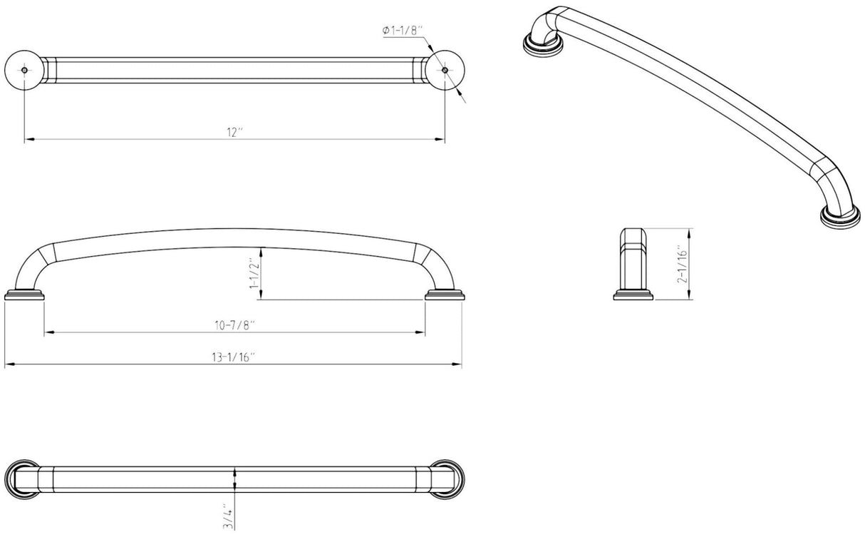 Jeffrey Alexander 527-12SN 12" Center-to-Center Satin Nickel Bremen 1 Appliance Handle