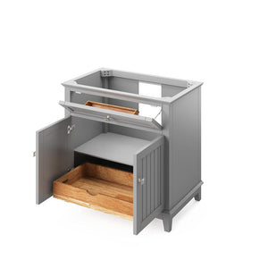 Jeffrey Alexander VKITSAV36GRBGR 36" Grey Savino Vanity, Black Granite Vanity Top, undermount rectangle bowl