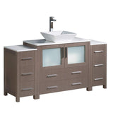 Fresca FCB62-123612GO-CWH-V Fresca Torino 60" Gray Oak Modern Bathroom Cabinets w/ Top & Vessel Sink