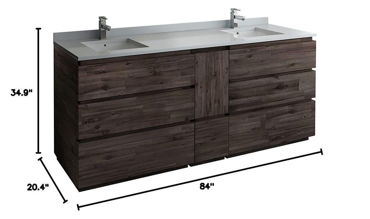 Fresca FCB31-361236ACA-FC-CWH-U Fresca Formosa 84" Floor Standing Double Sink Modern Bathroom Cabinet w/ Top & Sinks