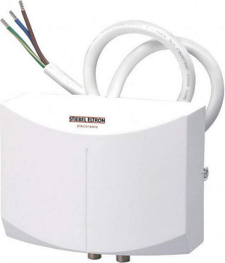 Stiebel Eltron 236008 Model Mini-E 6-2 Thermostatic Handwashing Sink Tankless Electric Water Heater, 240V, 5.7kW, 23.8A, 0.026 Gallon Water Volumen, 150 psi/10 BAR Working Pressure