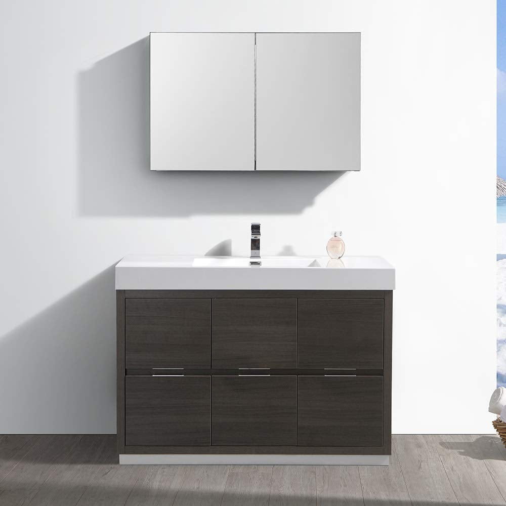 Fresca FVN8448GG Fresca Valencia 48" Dark Slate Gray Free Standing Modern Bathroom Vanity w/ Medicine Cabinet