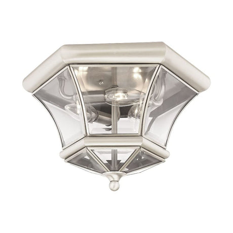 Livex Lighting 7053-04 Monterey Light Outdoor/Indoor Black Finish Solid Brass Flush Mount with Clear Beveled Glass