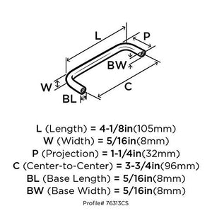 Amerock Cabinet Pull Brushed Chrome 3-3/4 inch (96 mm) Center to Center Everyday Heritage 1 Pack Drawer Pull Drawer Handle Cabinet Hardware