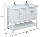 Fresca FCB2348WH-D-CWH-U Double Sink Cabinet with Sinks