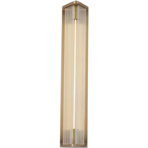 Alora WV339123VBCR SABRE 23" WV VINTAGE BRASS CLEAR RIBBED GLASS  8W LED 90 2700K DC LED