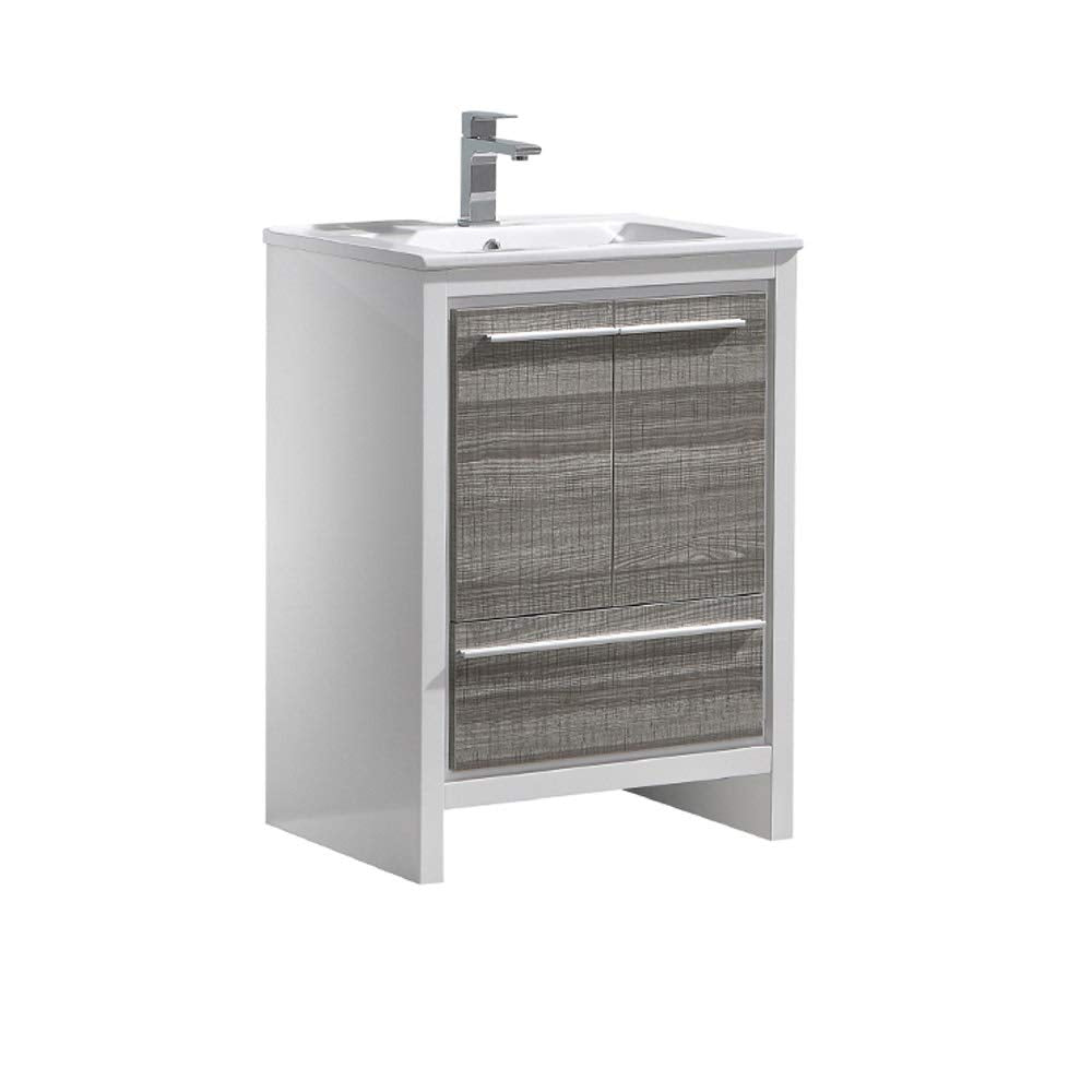 Fresca FCB8125HA-I Fresca Allier Rio 24" Ash Gray Modern Bathroom Cabinet w/ Sink