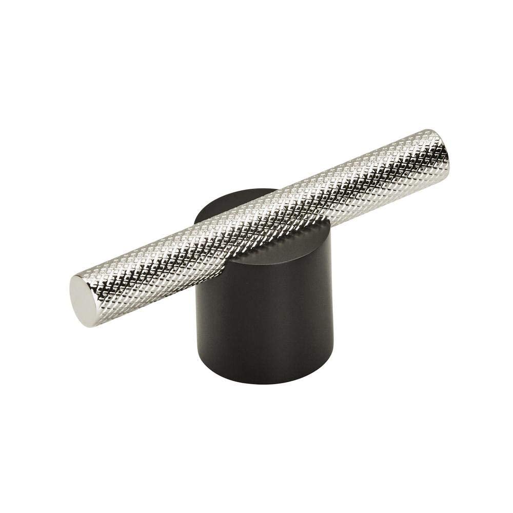 Amerock Cabinet Pull Matte Black/Polished Nickel 5/8 inch (16 mm) Center to Center Transcendent 1 Pack Drawer Pull Drawer Handle Cabinet Hardware