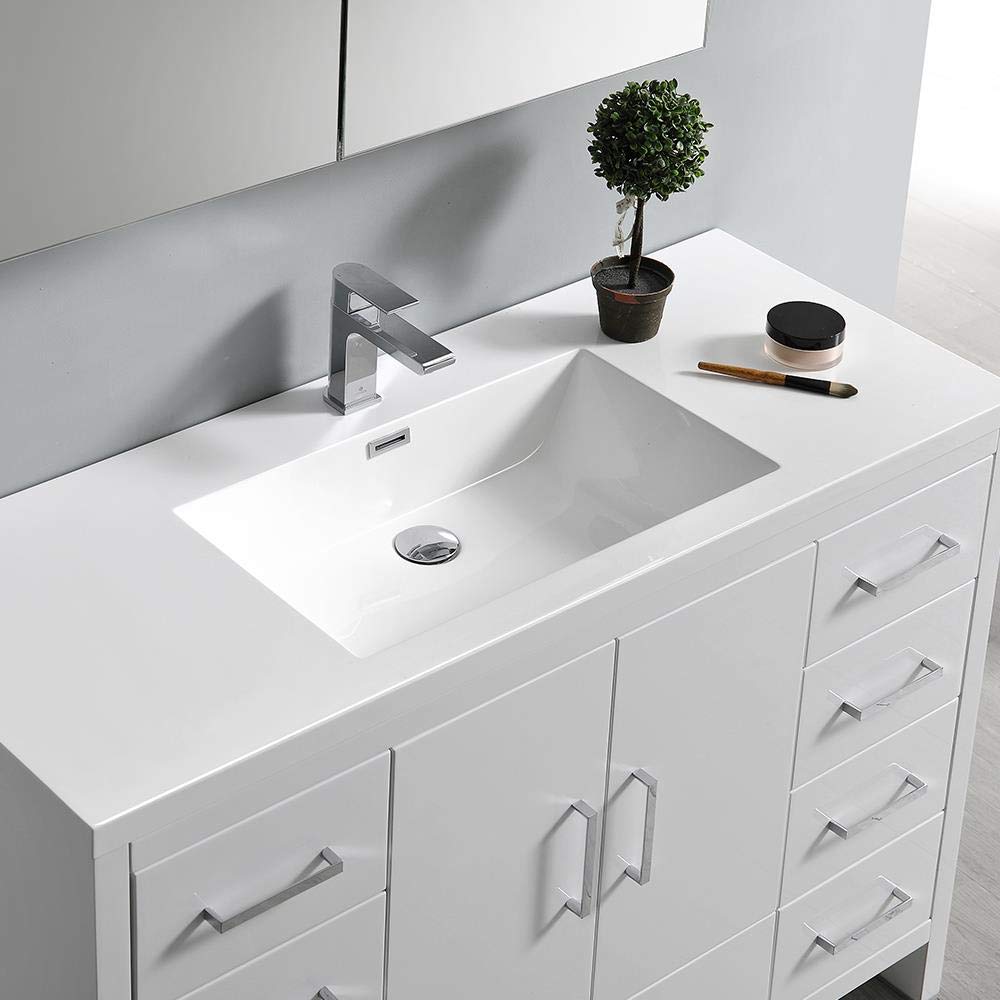 Fresca FVN9448WH Fresca Imperia 48" Glossy White Free Standing Modern Bathroom Vanity w/ Medicine Cabinet