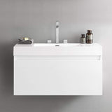 Fresca FCB8010GO-I Fresca Mezzo 39" Gray Oak Modern Bathroom Cabinet w/ Integrated Sink