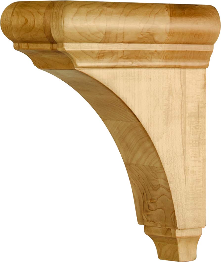 Hardware Resources COR39-1-HMP 3" W x 6-1/2" D x 8" H Hard Maple Minimal Bullnose Cap Corbel