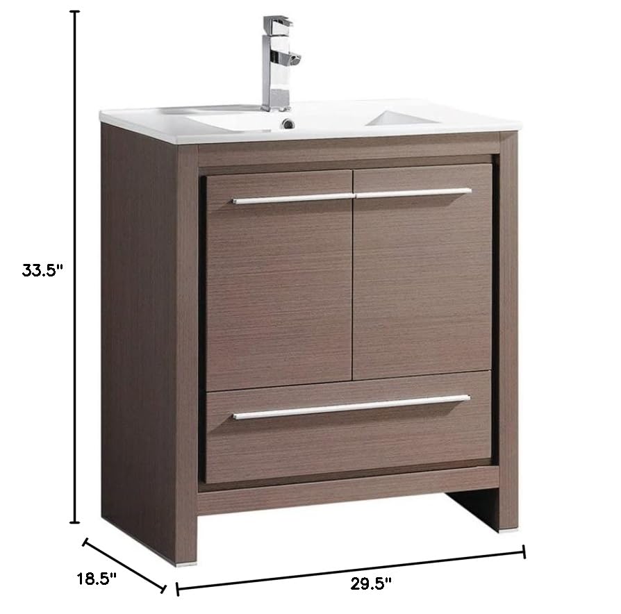 Fresca FCB8130GO-I Fresca Allier 30" Gray Oak Modern Bathroom Cabinet w/ Sink