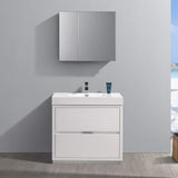 Fresca FVN8436WH Fresca Valencia 36" Glossy White Free Standing Modern Bathroom Vanity w/ Medicine Cabinet