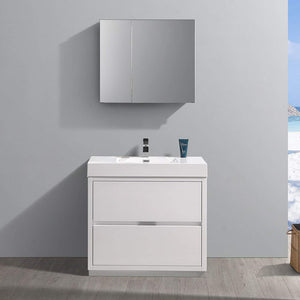 Fresca FVN8436GG Fresca Valencia 36" Dark Slate Gray Free Standing Modern Bathroom Vanity w/ Medicine Cabinet