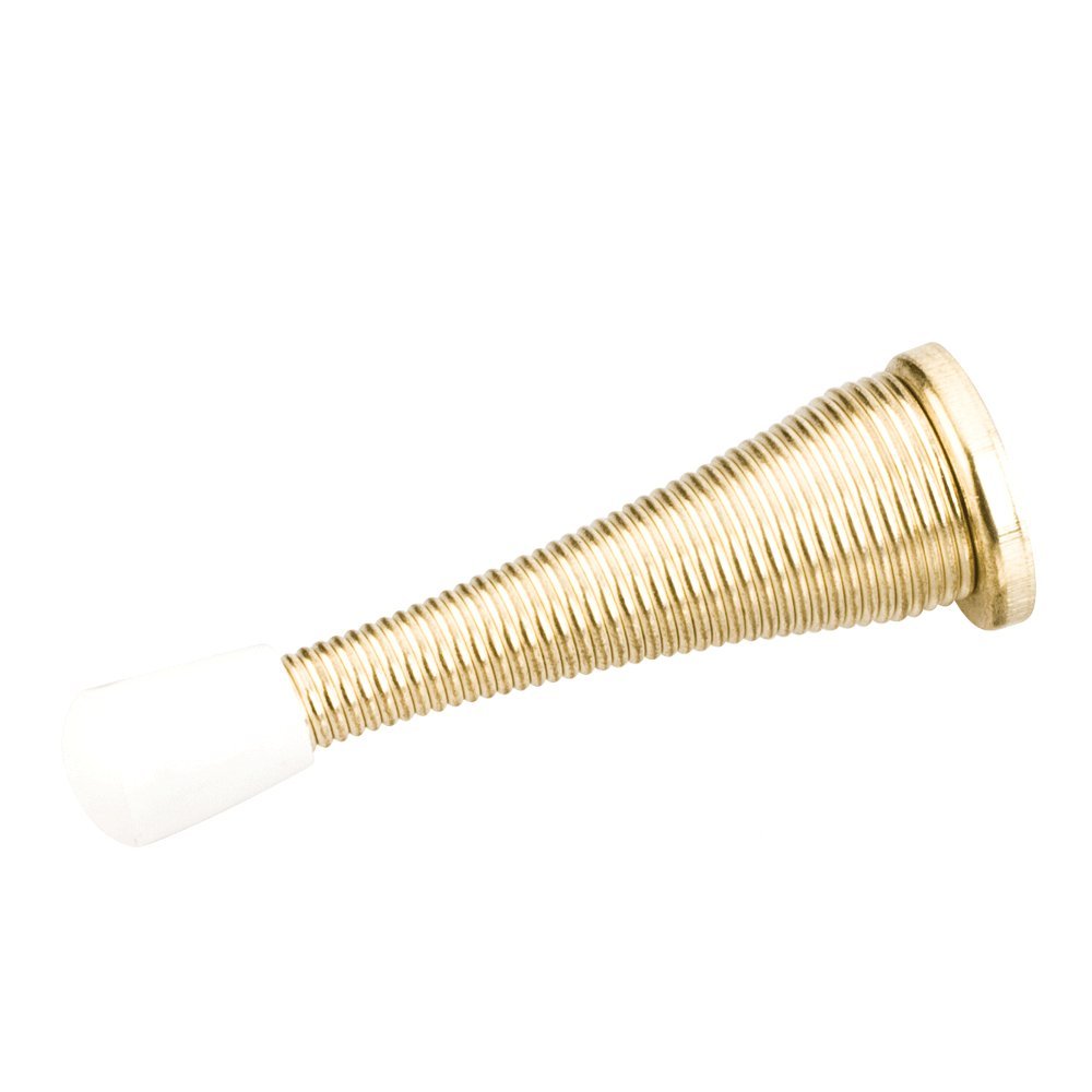 Hardware Resources DS04-PB-R 3" Spring Door Stop with Rubber Tip - Polished Brass