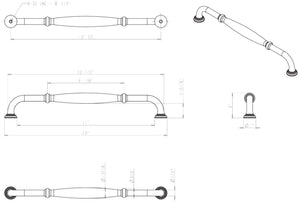 Jeffrey Alexander 658-12SBZ 12" Center-to-Center Satin Bronze Tiffany Appliance Handle