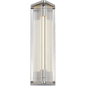 Alora WV339112PNCR SABRE 12" WV POLISHED NICKEL CLEAR RIBBED GLASS  6W LED 90 2700K DC LED