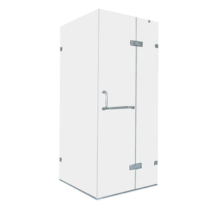 VIGO 34 in. x 34 in. x 73 in. Monteray Frameless Hinged Square Shower Enclosure with Clear 0.38" Tempered Glass and Hardware in Brushed Nickel Finish with Reversible Handle - VG6011BNCL363
