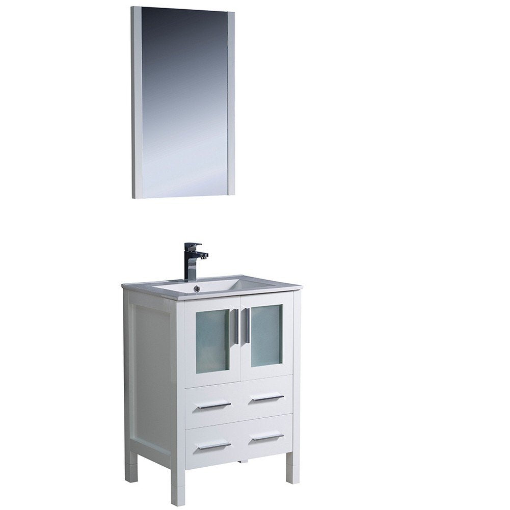 Fresca FVN6224WH-UNS Fresca Torino 24" White Modern Bathroom Vanity w/ Integrated Sink