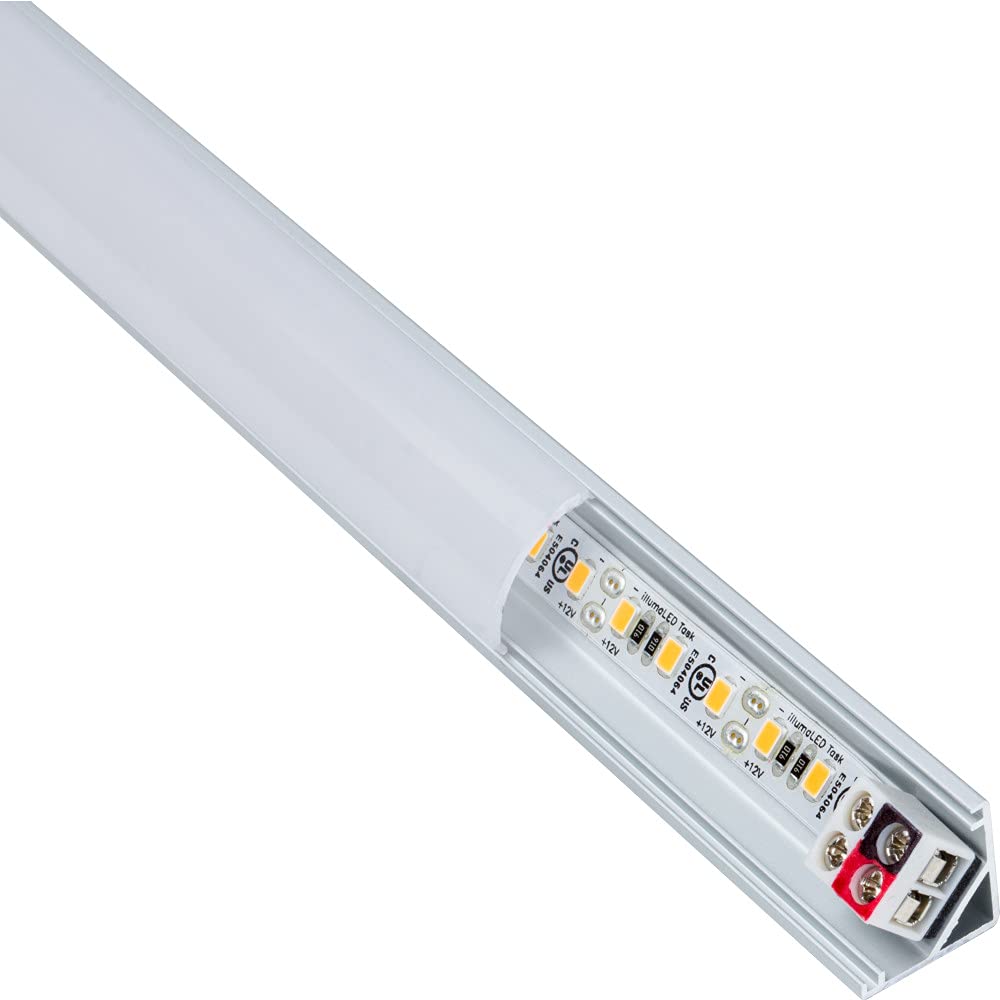 Task Lighting LV2P312V09-03W3 6-5/8" 99 Lumens 12-volt Standard Output Linear Fixture, Fits 9" Wall Cabinet, 3 Watts, Angled 003 Profile, Single-white, Soft White 3000K