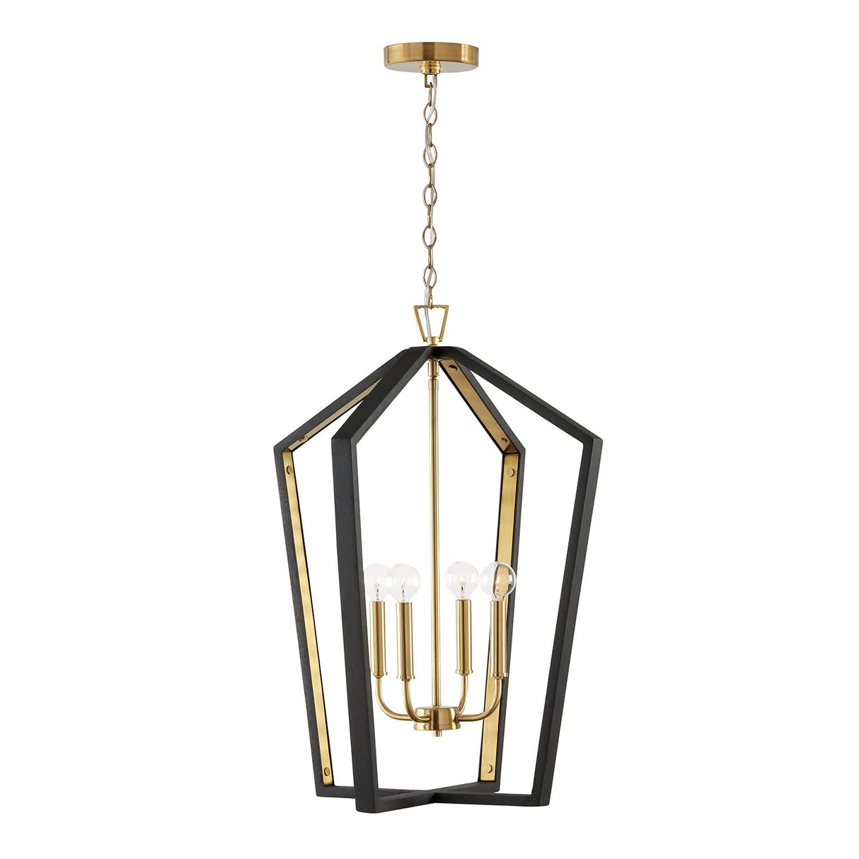 Capital Lighting 344541KM Maren 4 Light Pendant Flat Black and Matte Brass