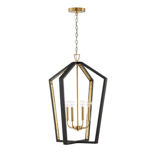 Capital Lighting 344541KM Maren 4 Light Pendant Flat Black and Matte Brass