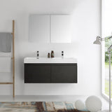 Fresca FVN8012WH Fresca Mezzo 48" White Wall Hung Double Sink Modern Bathroom Vanity w/ Medicine Cabinet