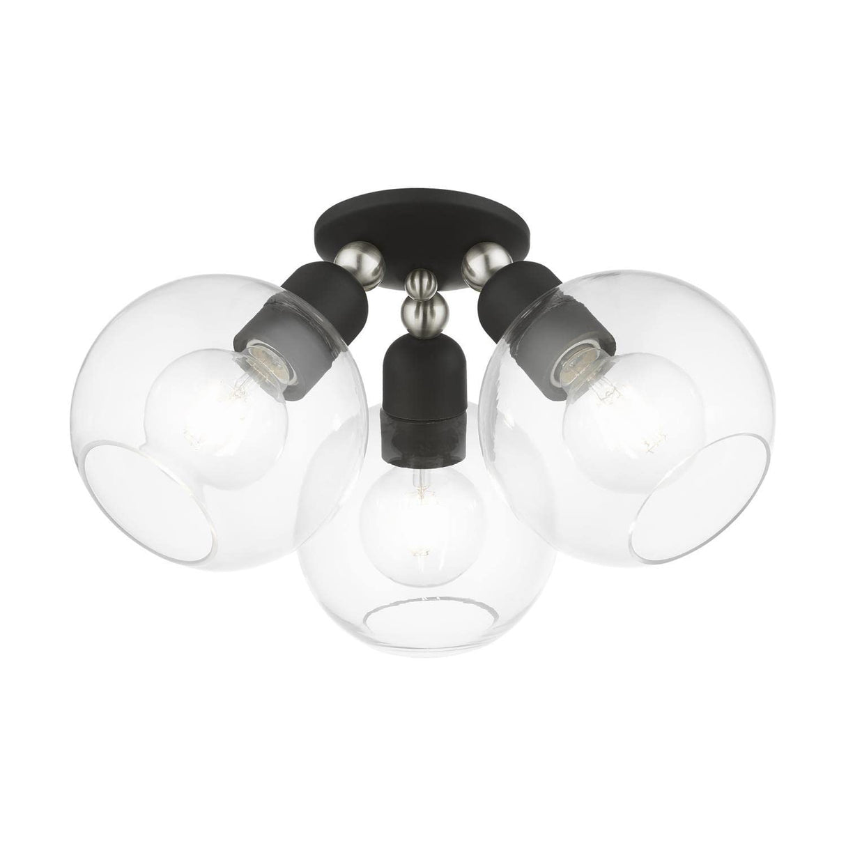 Downtown 3 Light Semi-Flush in Black with Brushed Nickel (48978-04)