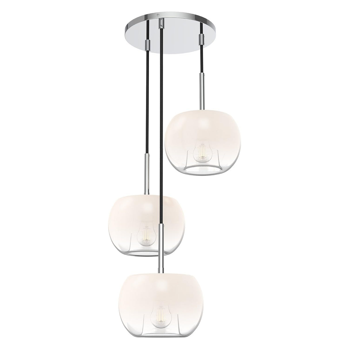 Kuzco CH57514-CH/OP SAMAR 3 HEAD 14" CHANDELIER CHROME TRANSITION OPAL GLASS 120" WIRE E26 60WX3