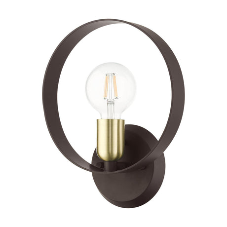 Livex Lighting 1 Light ADA Wall Sconce Bronze Finish with Satin Brass Finish Accents, 9 x 11
