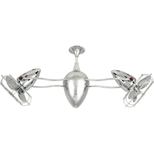 Matthews Fan AR-CR-MTL Ar Ruthiane 360° dual headed rotational ceiling fan in polished chrome finish with metal blades.