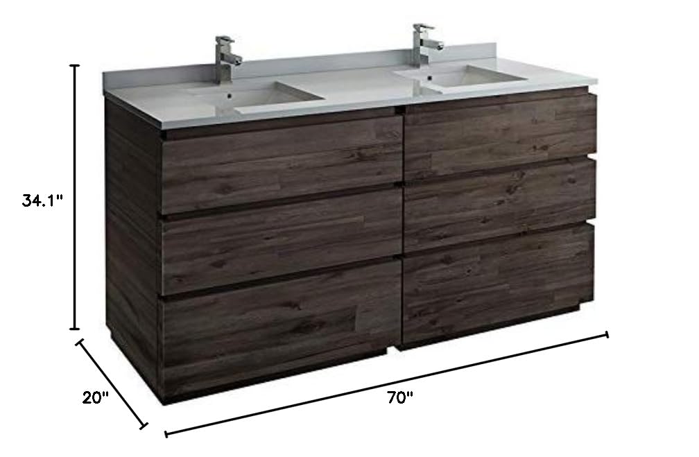 Fresca FCB31-3636ACA-FC Fresca Formosa 70" Floor Standing Double Sink Modern Bathroom Cabinet