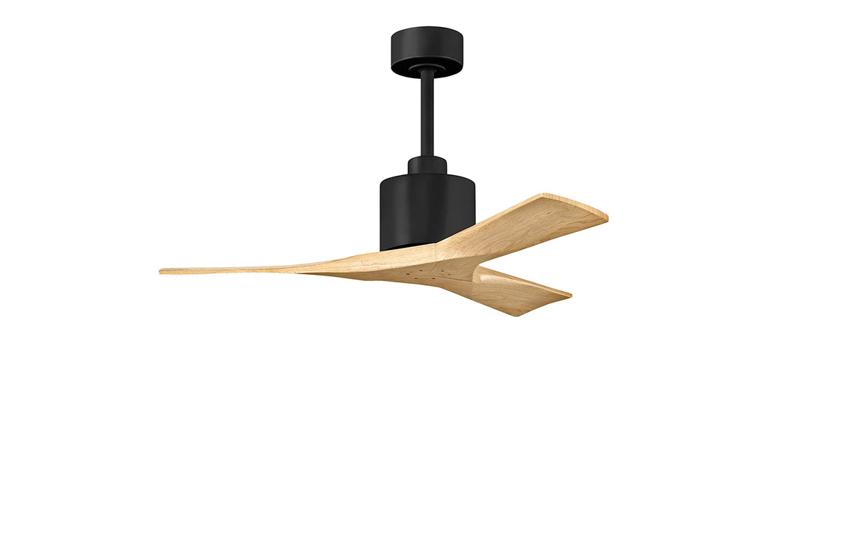 Matthews Fan NK-BK-LM-42 Nan 6-speed ceiling fan in Matte Black finish with 42” solid light maple tone wood blades