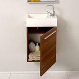 Fresca FCB8002TK-I Fresca Pulito 16" Small Teak Modern Bathroom Vanity w/ Integrated Sink