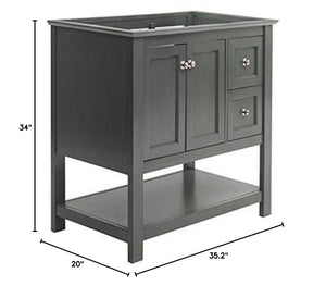 Fresca FCB2336VG Fresca Manchester Regal 36" Gray Wood Veneer Traditional Bathroom Cabinet
