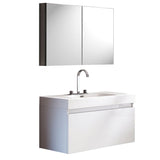 Fresca FVN8010WH Fresca Mezzo 39" White Modern Bathroom Vanity w/ Medicine Cabinet