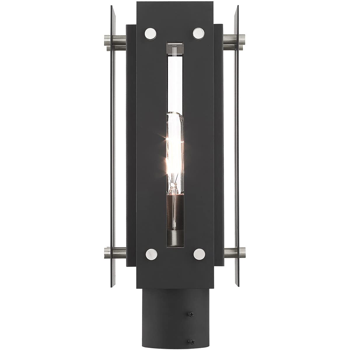 Livex Lighting 1 Light Black Outdoor Post Top Lantern Nickel