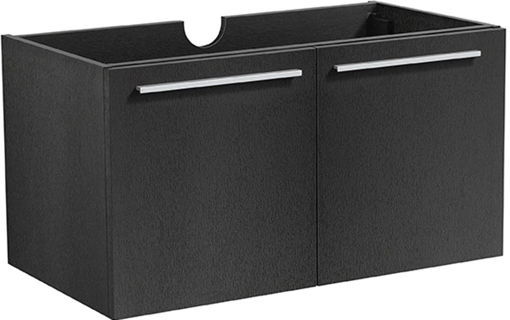 Fresca FCB8089BW Fresca Vista 30" Black Wall Hung Modern Bathroom Cabinet