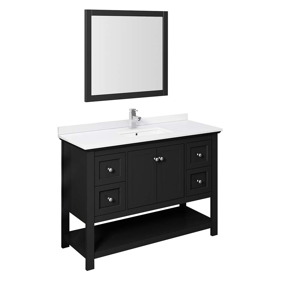 Fresca FVN2348BL Fresca Manchester 48" Black Traditional Bathroom Vanity w/ Mirror