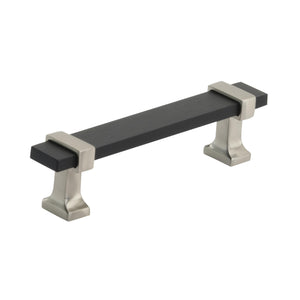 Amerock Cabinet Pull Brushed Matte Black/Satin Nickel 3-3/4 inch (96 mm) Center to Center Overton 1 Pack Drawer Pull Drawer Handle Cabinet Hardware